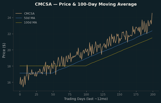 Price and 100d MA