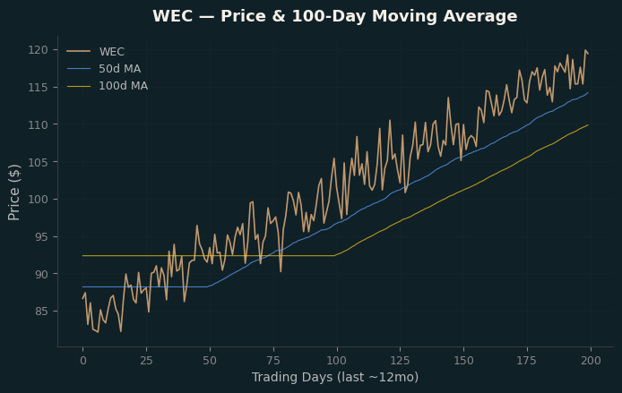 Price and 100d MA